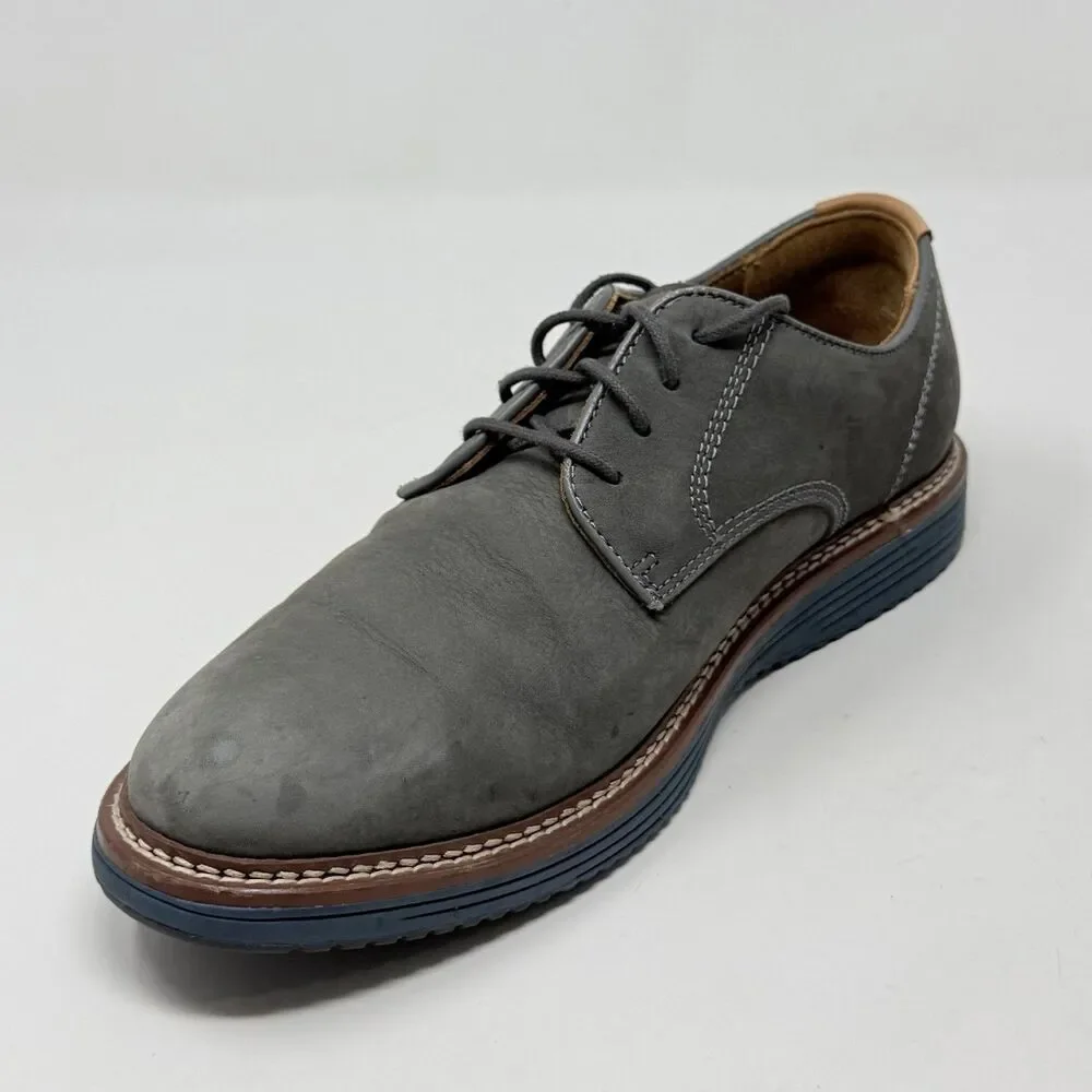 Johnston Murphy Upton Derby Shoes Mens 8.5 M Gray Blue Nubuck Leather Plain Toe